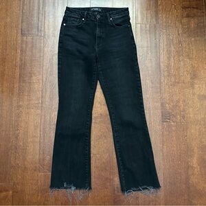 Just Black Denim Women's Cropped High Rise Black Frayed Hem Jeans, Size 25